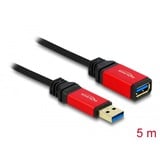 DeLOCK USB 3.2 Gen 1 forlængerledning, USB-A stik > USB-A hunstik Sort/Rød