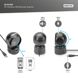 Digitus 1D 2D Desktop USB Barcode Scanner, Stregkodescanner Sort