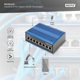 Digitus 8-port Gigabit Ethernet, Switch Blå
