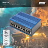 Digitus 8-port Gigabit Ethernet, Switch Blå