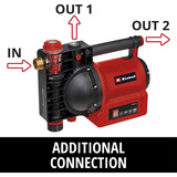 EINHELL GE-GP 1145 ECO 1100 W 4,8 bar 4500 l/t, Pumpe Rød/Sort, 1100 W, Vekselstrøm, 4,8 bar, 4500 l/t, Sort, Rød