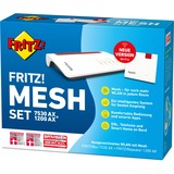 FRITZ! 7530 AX + 1200 AX, Router Mesh Set 7530 AX + 1200 AX, Rød, Hvid, Intern, Mesh-system, Dual-band (2,4 GHz / 5 GHz), Wi-Fi 6 (802.11ax), 2400 Mbit/s