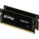 Kingston FURY FURY 32 GB 6400 MT/s DDR5 CL38 SODIMM (sæt med 2) Impact XMP, Hukommelse Sort, 32 GB, 2 x 16 GB, DDR5, 262-pin SO-DIMM, Sort