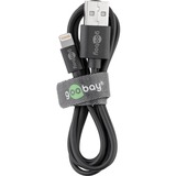 goobay 63523 Lightning kabel 1 m Sort Sort, 1 m, Lightning, USB A, Hanstik, Hanstik, Sort