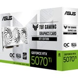 ASUS TUF Gaming TUF-RTX5070TI-O16G-BTF-WHITE NVIDIA GeForce RTX 5070 Ti 16 GB GDDR7, Grafikkort GeForce RTX 5070 Ti, 16 GB, GDDR7, 256 Bit, 7680 x 4320 pixel, PCI Express 5.0