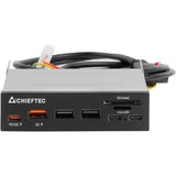 Chieftec CRD-908H kortlæser USB 3.2 Gen 1 (3.1 Gen 1) Intern Sort Sort, MicroSD (TransFlash), SD, Sort, 3.5", 5000 Mbit/s, USB 3.2 Gen 1 (3.1 Gen 1), 102 mm