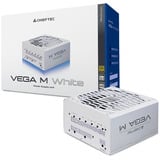 Chieftec Vega PPG-1000-CW enhed til strømforsyning 1000 W 24-pin ATX ATX Hvid, PC strømforsyning Hvid, 1000 W, 100 - 240 V, 50/60 Hz, 12 A, 100 W, 1000 W