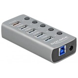 DeLOCK 63263 interface hub USB 3.2 Gen 1 (3.1 Gen 1) Type-B 5000 Mbit/s Grå, USB hub grå, USB 3.2 Gen 1 (3.1 Gen 1) Type-B, USB 3.2 Gen 1 (3.1 Gen 1) Type-A, 5000 Mbit/s, Grå, Aluminium, 46 mm