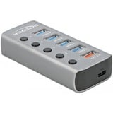 DeLOCK 63263 interface hub USB 3.2 Gen 1 (3.1 Gen 1) Type-B 5000 Mbit/s Grå, USB hub grå, USB 3.2 Gen 1 (3.1 Gen 1) Type-B, USB 3.2 Gen 1 (3.1 Gen 1) Type-A, 5000 Mbit/s, Grå, Aluminium, 46 mm