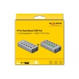 DeLOCK 63263 interface hub USB 3.2 Gen 1 (3.1 Gen 1) Type-B 5000 Mbit/s Grå, USB hub grå, USB 3.2 Gen 1 (3.1 Gen 1) Type-B, USB 3.2 Gen 1 (3.1 Gen 1) Type-A, 5000 Mbit/s, Grå, Aluminium, 46 mm