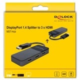 DeLOCK 87770 video-splitter DisplayPort 3x HDMI, HDMI splitter Sort, DisplayPort, 3x HDMI, 3840 x 2160 pixel, Sort, Plast, 1.4/2.2