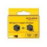 DeLOCK USB 3.2 Gen 1 mini adapter, USB-C stik > RJ-45 stik Sort