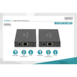 Digitus HDMI KVM IP Extender Sæt, 150 meter, HDMI-udvidelse forlænger Sort
