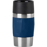 Emsa Travel Mug Compact 300 ml Blå, Rustfrit stål, Termokrus mørkeblå/rustfrit stål, Blå, Rustfrit stål, Silikone, Rustfrit stål, Polypropylen (PP), Kaffe, Te, 300 ml, 7,2 cm