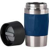 Emsa Travel Mug Compact 300 ml Blå, Rustfrit stål, Termokrus mørkeblå/rustfrit stål, Blå, Rustfrit stål, Silikone, Rustfrit stål, Polypropylen (PP), Kaffe, Te, 300 ml, 7,2 cm