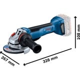 Bosch GWS 18V-10P PROFESSIONAL vinkelsliber 12,5 cm 9000 rpm 1,9 kg Blå/Sort, 9000 rpm, 12,5 cm, Batteri, 1,9 kg, Børsteløs motor