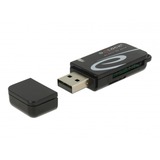 DeLOCK 91602 kortlæser USB 2.0 Sort Sort, MMC, MMC Mobile, MMC+, MMCmicro, MicroSD (TransFlash), MicroSDHC, MicroSDXC, MiniSD, RS-MMC, SD,..., Sort, 480 Mbit/s, Android 10.0+, Chrome OS 86.0+, Linux Kernel 3.2+, Mac OS 10.15.7+, Windows 8.1/10, USB 2.0, 22 mm