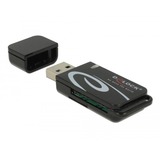 DeLOCK 91602 kortlæser USB 2.0 Sort Sort, MMC, MMC Mobile, MMC+, MMCmicro, MicroSD (TransFlash), MicroSDHC, MicroSDXC, MiniSD, RS-MMC, SD,..., Sort, 480 Mbit/s, Android 10.0+, Chrome OS 86.0+, Linux Kernel 3.2+, Mac OS 10.15.7+, Windows 8.1/10, USB 2.0, 22 mm