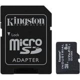 Kingston 8GB microSDHC Industrial C10 A1 pSLC kort + SD-adapter, Hukommelseskort Sort, 8 GB, MicroSDHC, Klasse 10, UHS-I, 100 MB/s, 80 MB/s