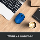 Logitech M171 Blue-K mus Ambidextrous RF trådløst Optisk 1000 dpi Blå, Ambidextrous, Optisk, RF trådløst, 1000 dpi, Blå