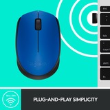 Logitech M171 Blue-K mus Ambidextrous RF trådløst Optisk 1000 dpi Blå, Ambidextrous, Optisk, RF trådløst, 1000 dpi, Blå