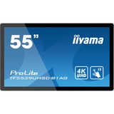 iiyama ProLite TF5539UHSC-B1AG computerskærm 139,7 cm (55") 3840 x 2160 pixel 4K Ultra HD LED Berøringsskærm Multibruger Sort, Offentlig visning Sort, 139,7 cm (55"), 3840 x 2160 pixel, 4K Ultra HD, LED, 8 ms, Sort