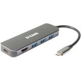 D-Link DUB-2333 dockingstation Ledningsført USB Type-C Grå, Docking station Sølv, Ledningsført, USB Type-C, 60 W, Grå, 5 Gbit/sek., 4K Ultra HD
