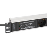 Digitus Stikdåse 19" PDU med aluminiumprofil, 7-vejs, Strømskinne Sort/aluminium