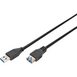 Digitus USB 3.2 Gen 1 forlængerledning, USB-A stik > USB-A hunstik Sort