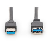 Digitus USB 3.2 Gen 1 forlængerledning, USB-A stik > USB-A hunstik Sort