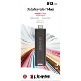 Kingston DataTraveler 512GB Max 1000R/900W USB 3.2 Gen 2, USB-stik Sort, 512 GB, USB Type-C, 3.2 Gen 2 (3.1 Gen 2), 1000 MB/s, Glide, Sort
