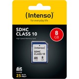 Intenso 3411460 hukommelseskort 8 GB SDHC Klasse 10 8 GB, SDHC, Klasse 10, 25 MB/s, Stødresistent, Temperaturbestandigt, Røntgenbestandig, Sort