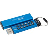 Kingston DataTraveler 2000 16GB USB-nøgle USB Type-A 3.2 Gen 1 (3.1 Gen 1) Blå, USB-stik Blå, 16 GB, USB Type-A, 3.2 Gen 1 (3.1 Gen 1), Muffe, Beskyttelse af adgangskode, Blå