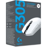 Logitech G305 mus Højre hånd RF trådløs + Bluetooth Optisk 12000 dpi, Gaming mus Hvid, Højre hånd, Optisk, RF trådløs + Bluetooth, 12000 dpi, 400 fps, Hvid