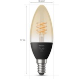 Philips Hue Kerte - E14 pære - 1-pak, LED-lampe Philips Hvide Hue pærer Kerte - E14 pære - 1-pak, Smart pære, Sort, Bluetooth/Zigbee, LED, E14, Blød hvid