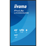 iiyama LH4364UHS-B1AG skilte display Digital fladpaneldisplay 109,2 cm (43") LED Wi-Fi 500 cd/m² 4K Ultra HD Sort Indbygget processer Android 24/7, Offentlig visning Sort (mat), Digital fladpaneldisplay, 109,2 cm (43"), LED, 3840 x 2160 pixel, Wi-Fi, 24/7