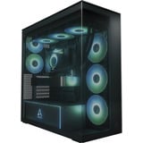 ARCTIC Xtender VG (Black) Midi Tower Sort, Towerkabinet Sort (mat), Midi Tower, PC, Sort, EATX, Metal, Hærdet glas, Spil