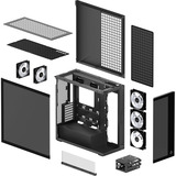 ARCTIC Xtender VG (Black) Midi Tower Sort, Towerkabinet Sort (mat), Midi Tower, PC, Sort, EATX, Metal, Hærdet glas, Spil