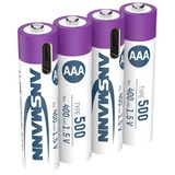 Ansmann Li-Ion batteri Micro AAA type 500 (min. 400 mAh), 4-pak Hvid/Violet