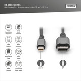 Digitus 8K DisplayPort adapterkabel, mini DisplayPort > DisplayPort Sort/grå