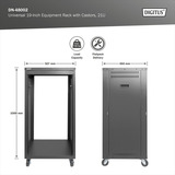 Digitus Universal 19-tommer udstyrsrack med hjul, Rack server kabinet Sort