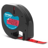Dymo LT Plast Etikettebånd, Tape Sort på rød, Polyester, Belgien, DYMO, LetraTag 100T, LetraTag 100H, 1,2 cm