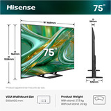 Hisense ULED 75E8S MiniLED, QLED TV Sort/mørk grå