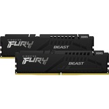 Kingston FURY FURY Beast 32GB 5200MT/s DDR5 CL40 DIMM (sæt med 2) Black, Hukommelse Sort, 32 GB, 2 x 16 GB, DDR5, 288-pin DIMM