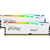 Kingston FURY FURY Beast 32 GB 5200 MT/s DDR5 CL40 DIMM (sæt med 2) White RGB XMP, Hukommelse Hvid, 32 GB, 2 x 16 GB, DDR5, 288-pin DIMM