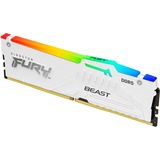 Kingston FURY FURY Beast 32 GB 5200 MT/s DDR5 CL40 DIMM (sæt med 2) White RGB XMP, Hukommelse Hvid, 32 GB, 2 x 16 GB, DDR5, 288-pin DIMM