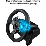 Logitech G920 Driving Force Sort USB 2.0 Rat + Pedaler Analog/digital PC, Xbox One, Xbox Series S, Xbox Series X Sort, Rat + Pedaler, PC, Xbox One, Xbox Series S, Xbox Series X, D-måtte, Analog/digital, Ledningsført, USB 2.0