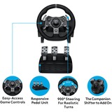 Logitech G920 Driving Force Sort USB 2.0 Rat + Pedaler Analog/digital PC, Xbox One, Xbox Series S, Xbox Series X Sort, Rat + Pedaler, PC, Xbox One, Xbox Series S, Xbox Series X, D-måtte, Analog/digital, Ledningsført, USB 2.0