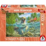 Schmidt Spiele Mark Fredrickson: Hundekærlighed - gul Labrador på fiskeri, Puslespil 