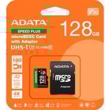 ADATA Speed Plus 128 GB MicroSDXC Klasse 10, Hukommelseskort 128 GB, MicroSDXC, Klasse 10, 180 MB/s, 160 MB/s, Class 3 (U3)